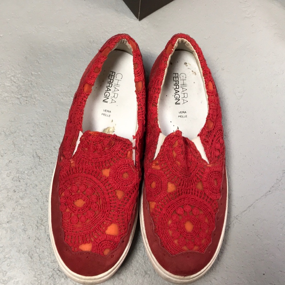 Chiara ferragni size 41 red platform sneaker lace
